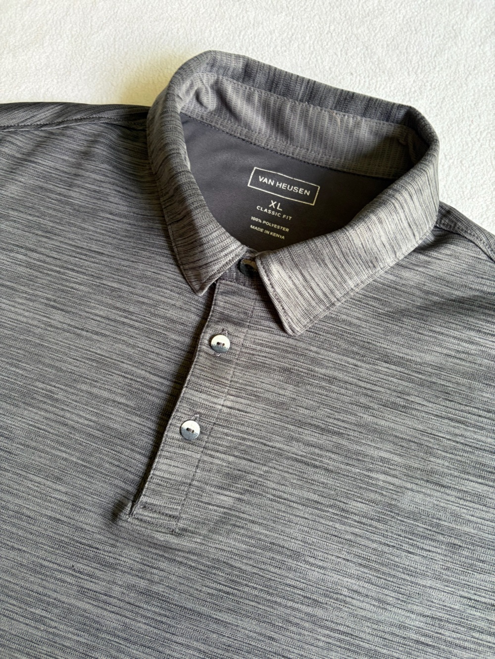 Van Heusen Men’s XL Gray Performance Polo Shirt Classic Fit Short Sleeve - Picture 2 of 5